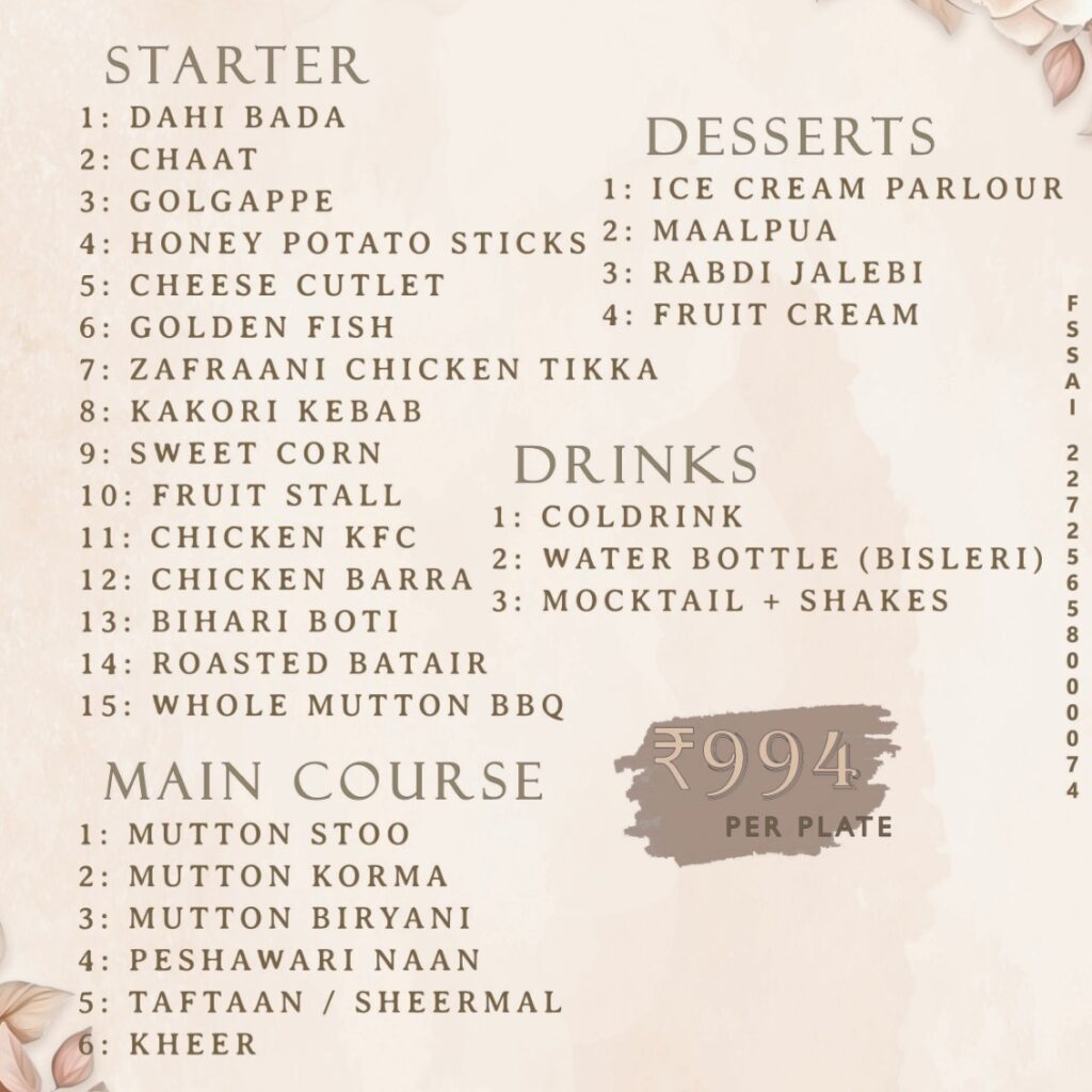 Royal Muslim Wedding Feast in Kanpur – A Shahi Daawat at Just ₹994/Plate