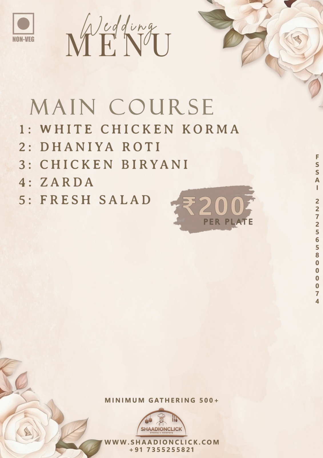 Chicken Wedding Menu ₹200/Plate in Kanpur | ShaadionClick