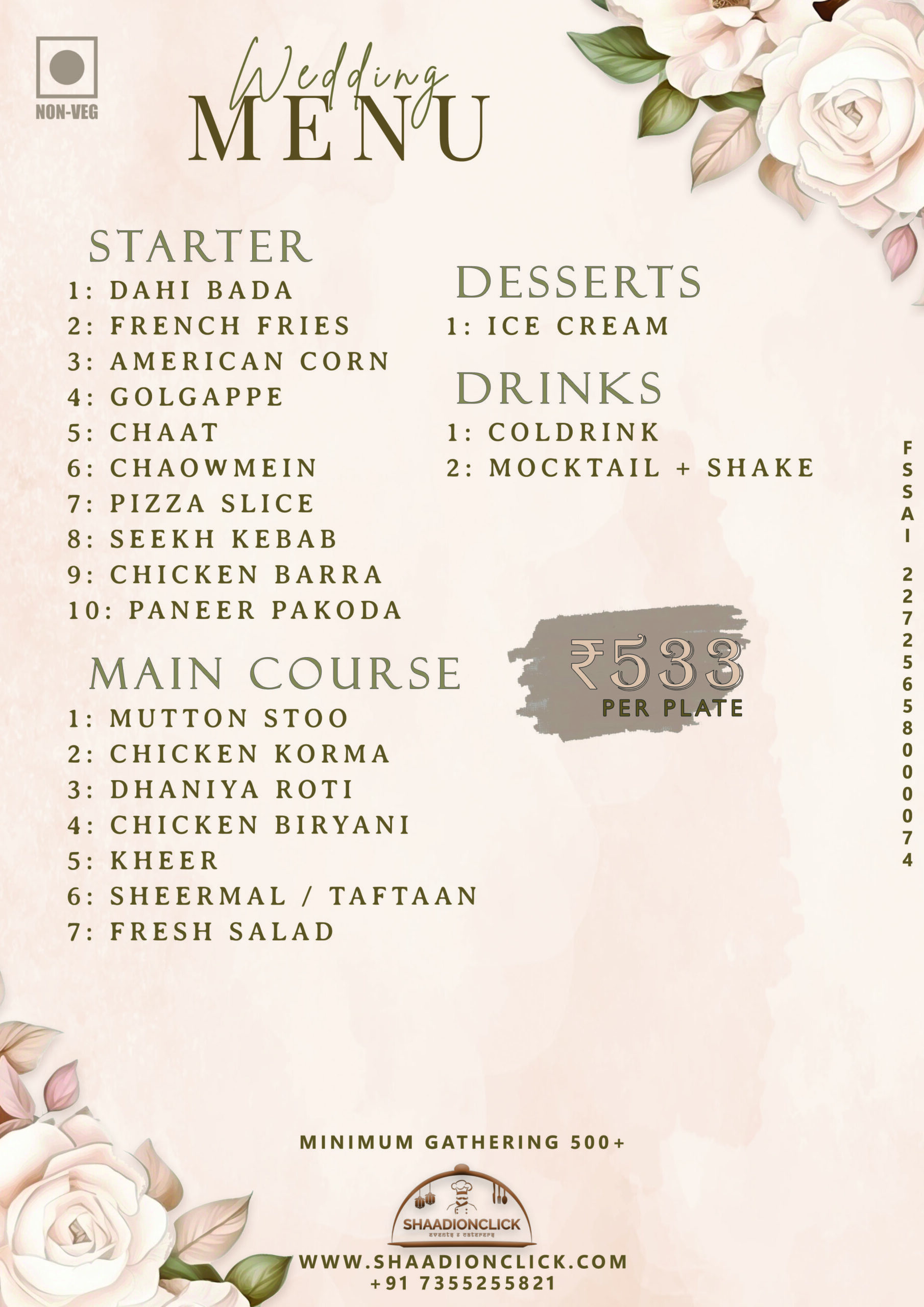 Best Non-Veg Wedding Menu in Kanpur | Shahi Daawat at ₹533 Per Plate