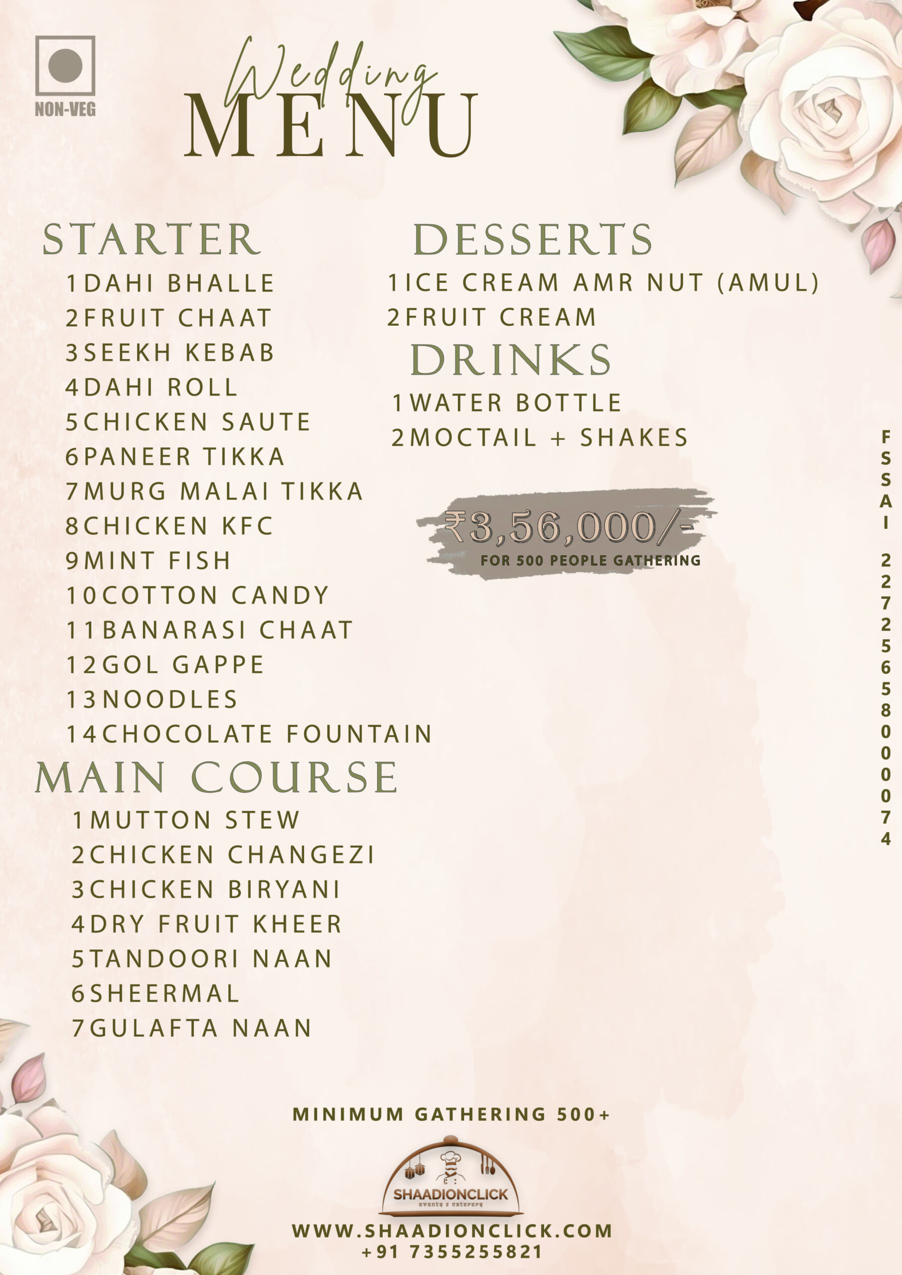 Wedding Catering Offer in Kanpur | 500 Guests Menu @ ₹3,56,000
