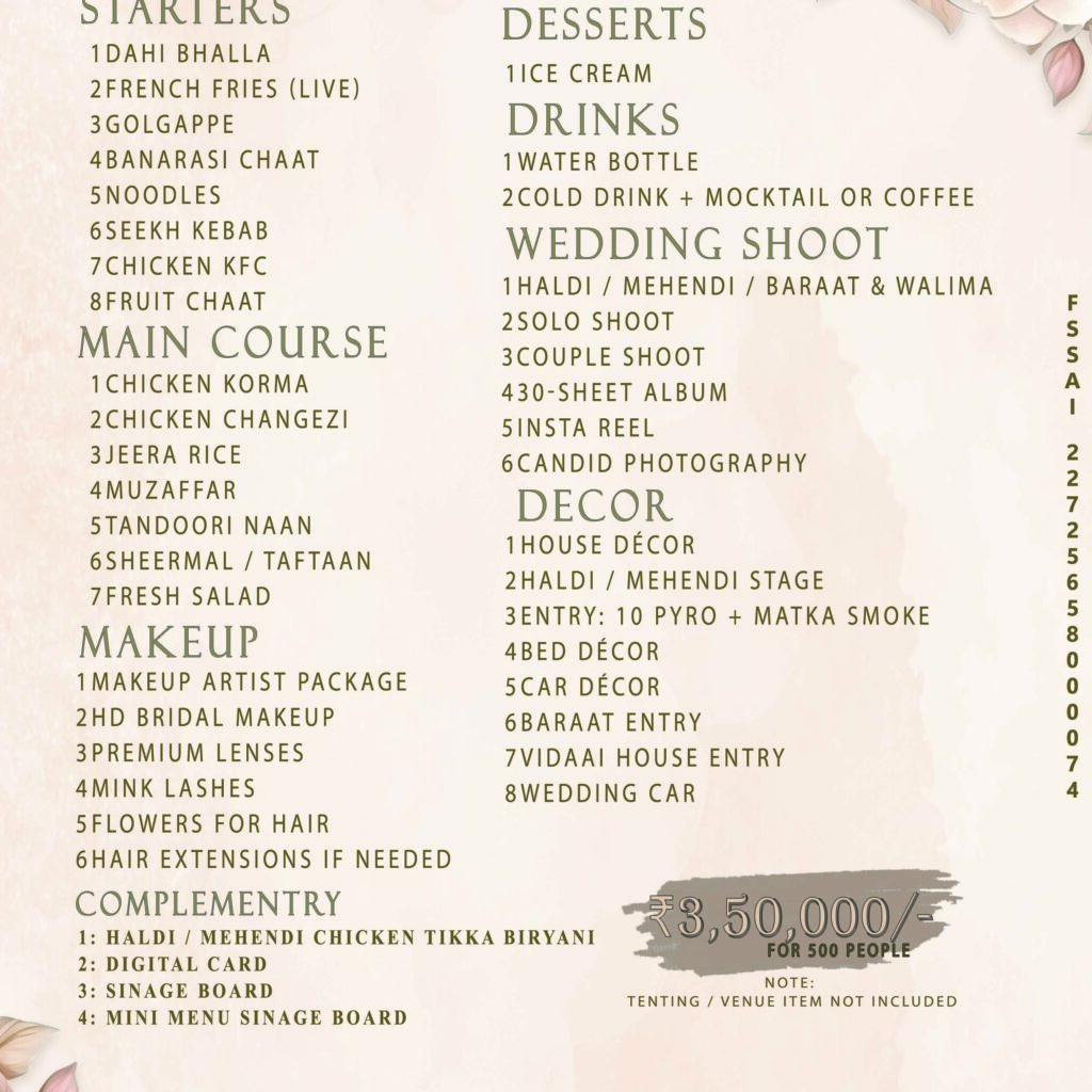 ShaadionClick Wedding Package — ₹3,50,000 mein 500 guests ke liye