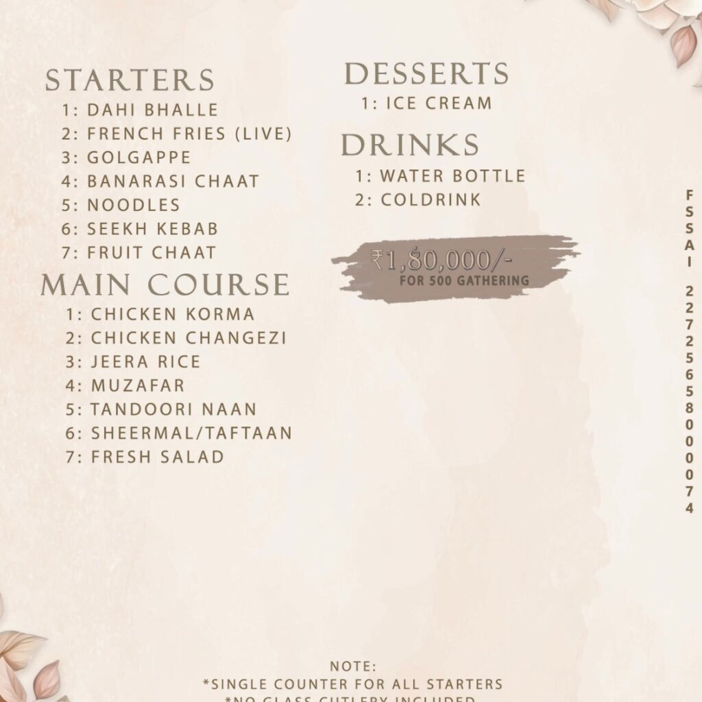 Wedding Catering in Kanpur: Non-Veg Menu for 500 Guests